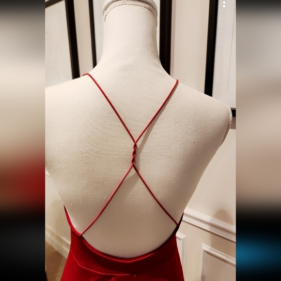 Red Strappy Wrap Detail Midi Dress Size Small - Picture 4 of 5